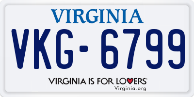 VA license plate VKG6799