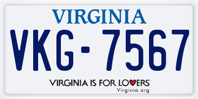 VA license plate VKG7567