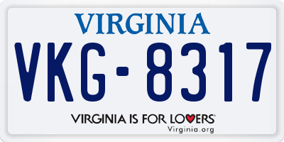 VA license plate VKG8317