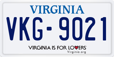 VA license plate VKG9021