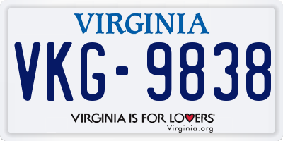 VA license plate VKG9838