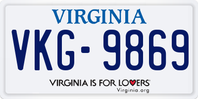 VA license plate VKG9869