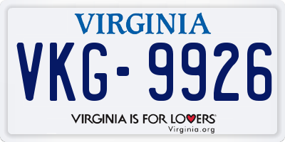VA license plate VKG9926