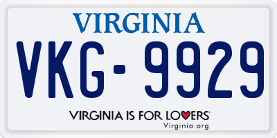 VA license plate VKG9929