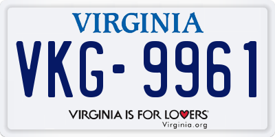 VA license plate VKG9961