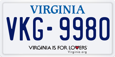 VA license plate VKG9980