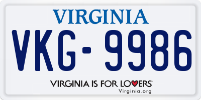VA license plate VKG9986