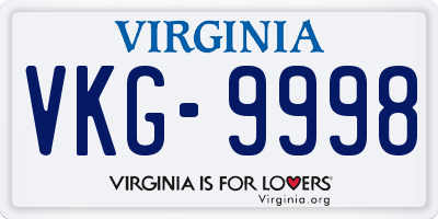 VA license plate VKG9998