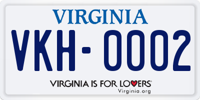 VA license plate VKH0002