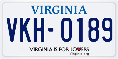 VA license plate VKH0189