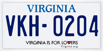 VA license plate VKH0204