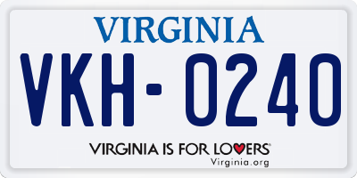 VA license plate VKH0240