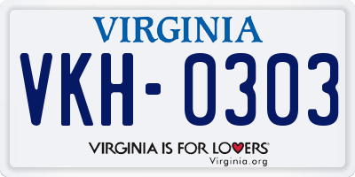 VA license plate VKH0303