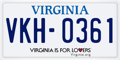 VA license plate VKH0361