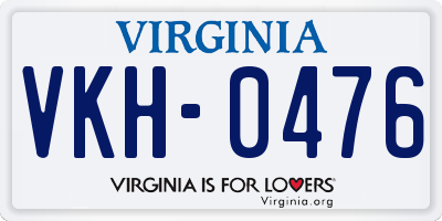 VA license plate VKH0476