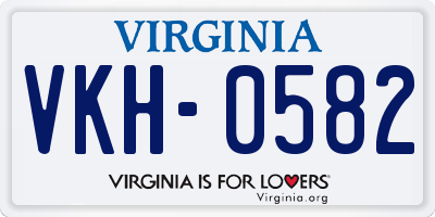 VA license plate VKH0582