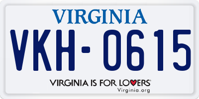 VA license plate VKH0615