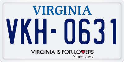 VA license plate VKH0631