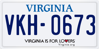 VA license plate VKH0673