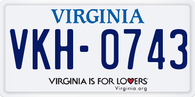 VA license plate VKH0743