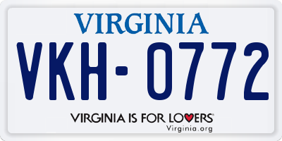 VA license plate VKH0772