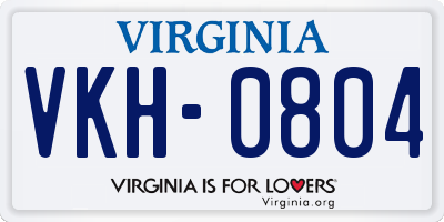 VA license plate VKH0804