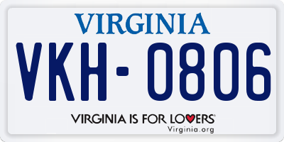 VA license plate VKH0806