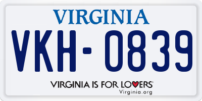 VA license plate VKH0839