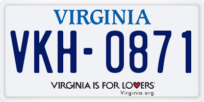 VA license plate VKH0871