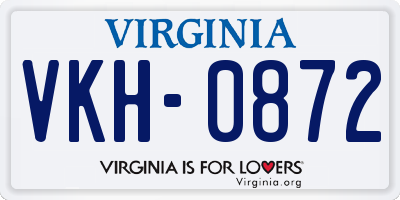 VA license plate VKH0872