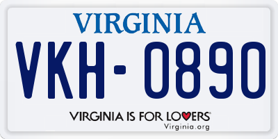VA license plate VKH0890