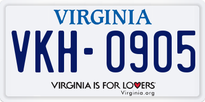 VA license plate VKH0905