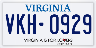 VA license plate VKH0929