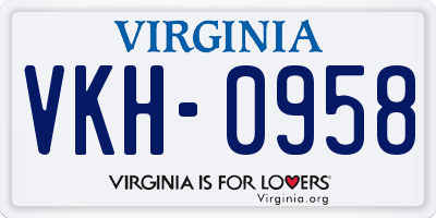 VA license plate VKH0958