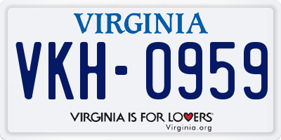 VA license plate VKH0959