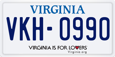 VA license plate VKH0990