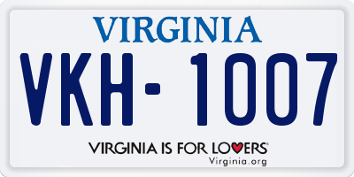 VA license plate VKH1007