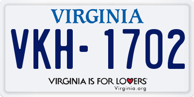 VA license plate VKH1702