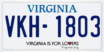 VA license plate VKH1803