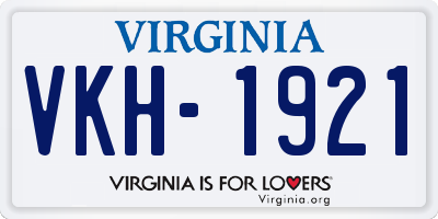VA license plate VKH1921