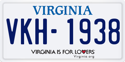 VA license plate VKH1938