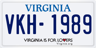 VA license plate VKH1989