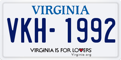 VA license plate VKH1992
