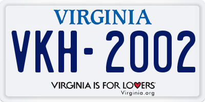 VA license plate VKH2002