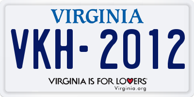 VA license plate VKH2012