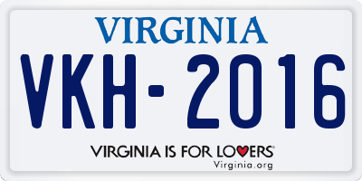 VA license plate VKH2016