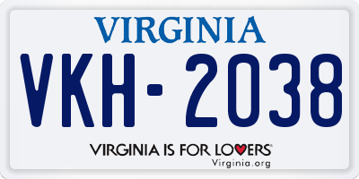 VA license plate VKH2038