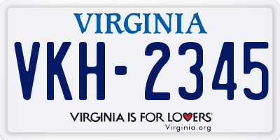 VA license plate VKH2345