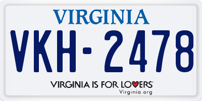 VA license plate VKH2478
