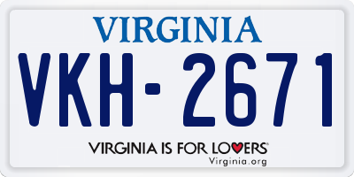 VA license plate VKH2671